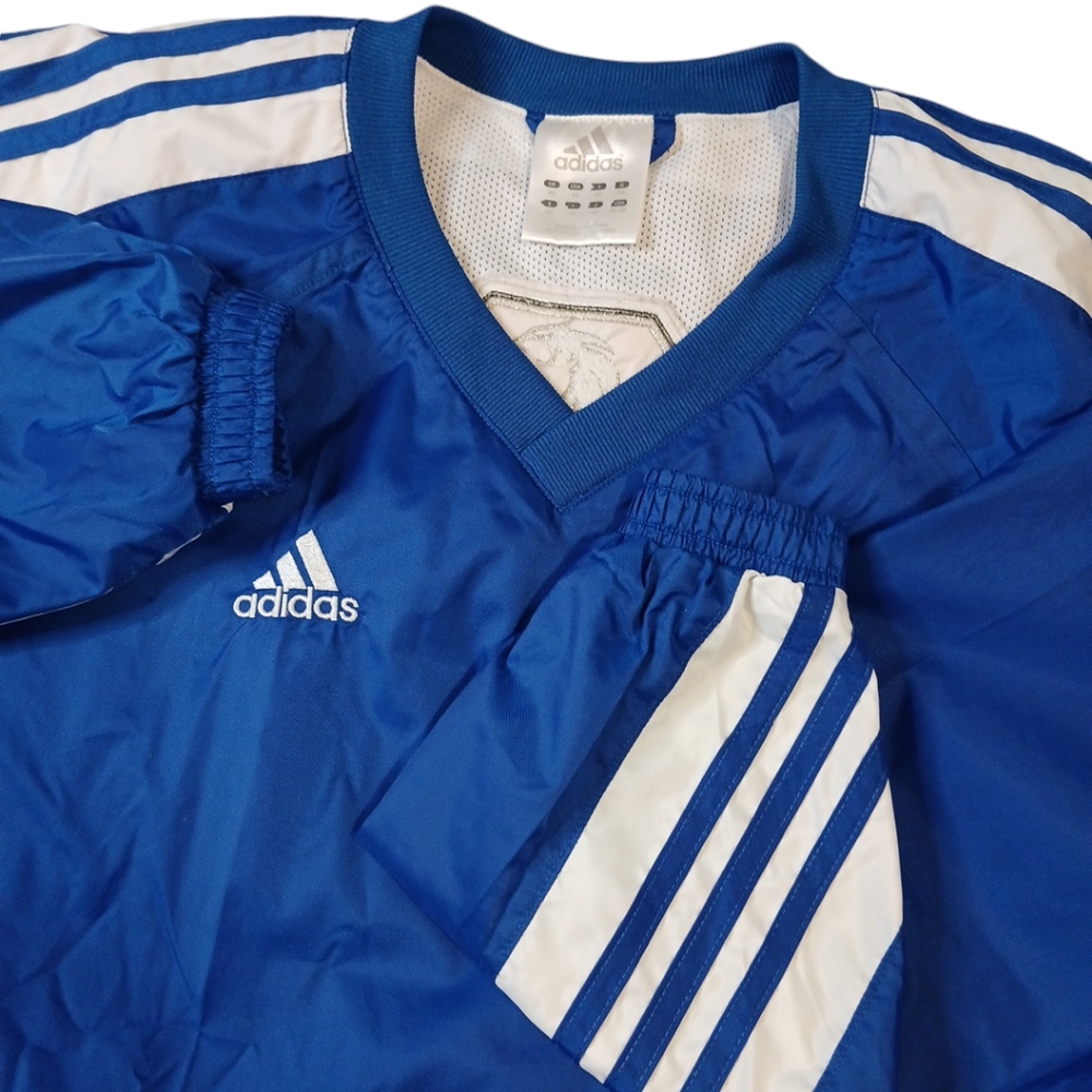 Adidas Vintage Blue Woven‎ Training Pullover V-Neck w/Sidezip Vent XSmall